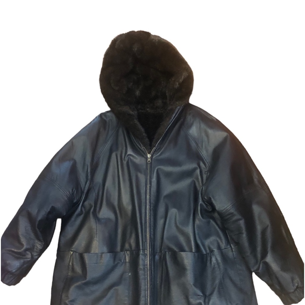 Men’s leather coat faux lined